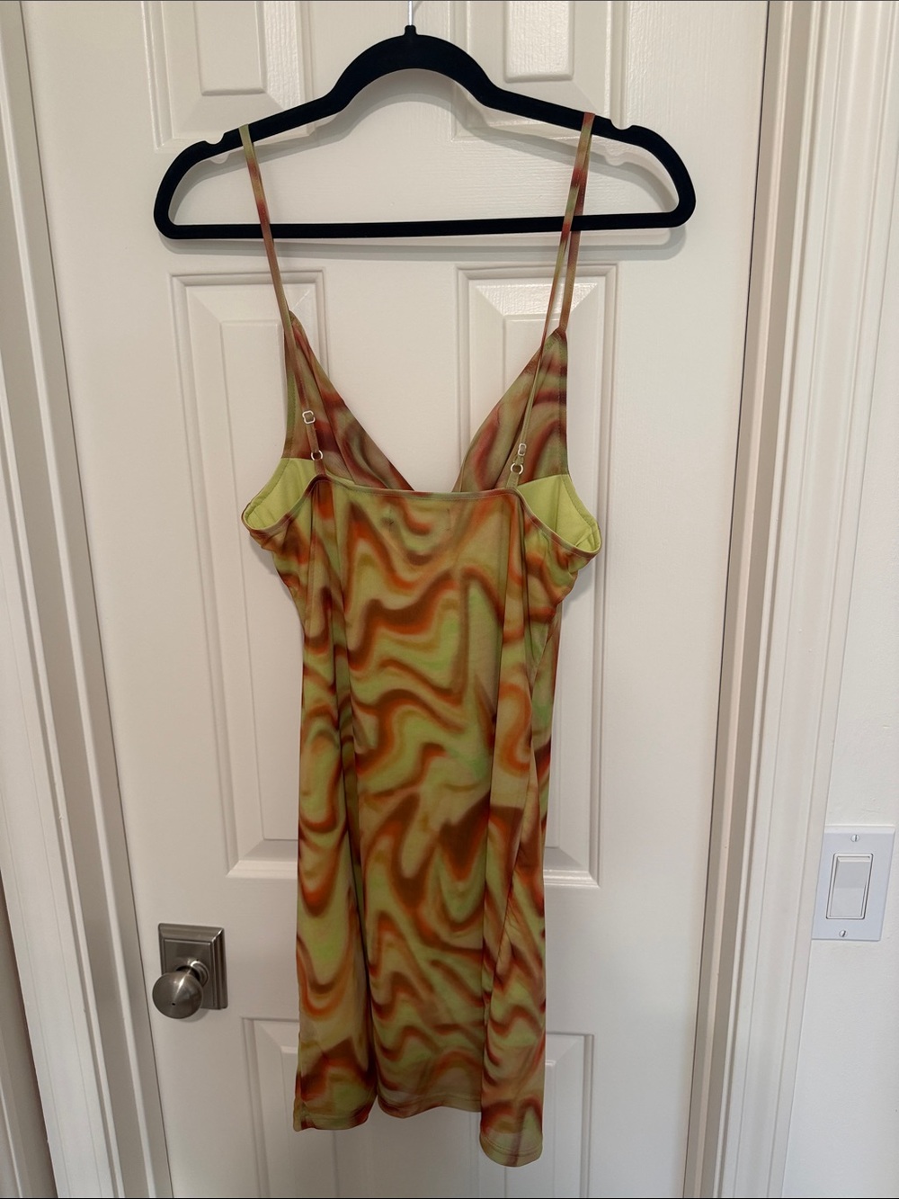Cider Cowl Neck Dress in Green and Brown Swirl Size Large - Picture 4 of 4
